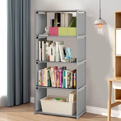 4-Tier Bookcase Wall Bookshelf Leaning Wall Shelf Shelving Ladder Storage Home Foto 1 de 4