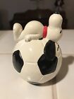 Vintage Peanuts Snoopy Ceramic Piggy Bank Coin Soccer Ball