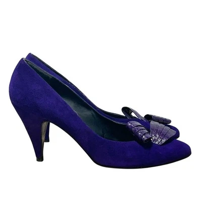 Zapatos de salón vintage Stuart Weitzman de gamuza púrpura punta para mujer - talla 7,5 M Foto 1 de 4