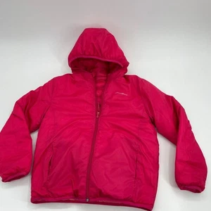 EDDIE BAUER Hot Pink CirrusLite Reversible Down Hooded Jacket Girls L (14/16) - Picture 1 of 6