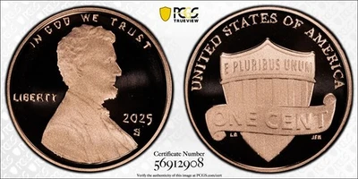 2025-S 1C PROOF LINCOLN CENT SHIELD FIRST STRIKE PCGS PR70DC G. SHIELD TRUE-VIEW - Image 1 of 4