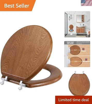 Quick-Install Round Toilet Seat – Bright Wood, Perfect for Standard Models - Image 1 of 4