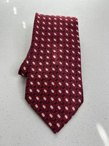 Jos. A. Bank Red, Blue Geometric Pattern 100% Silk Made in Italy Tie NWOT - Picture 1 of 6