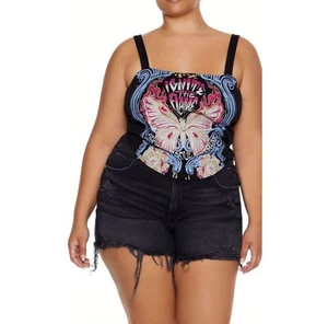 Y2K Festival Ignite the Flame Lace Back Crop Top, Plus Sz 0X, Forever 21, NEW - Picture 1 of 6