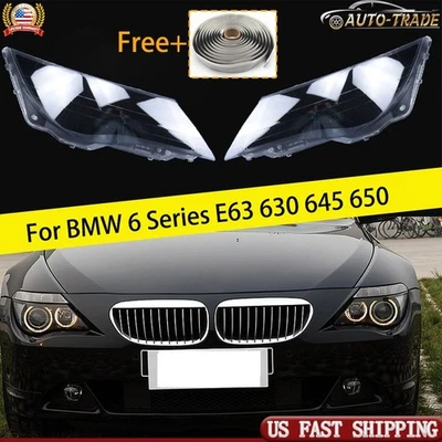 Pair Clear Headlight Lens Cover+Glue For BMW 6 Series E63 645i 650i 2004-2007 Foto 1 de 4