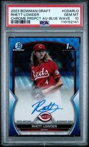 2023 Bowman Draft 1st Rhett Lowder Chrome True Blue Refractor Auto /150 PSA 10 - Bild 1 von 2