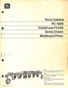 John Deere F3350 F3450 Moldboard Arado Piezas Catálogo PC-1206 Manual - Imagen 1 de 2