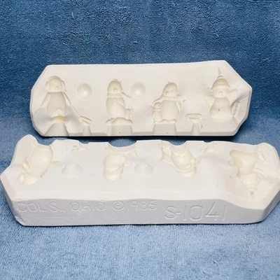 Molde de cerámica fundido antideslizante Scioto 4 pequeños pingüinos 2 piezas S-1041 vintage 1985 Foto 1 de 4