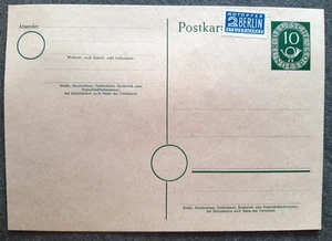Alte Postkarte Deutsche Bundespost 10 Pf. Briefmarke Notopfer Berlin Steuermarke - Bild 1 von 2