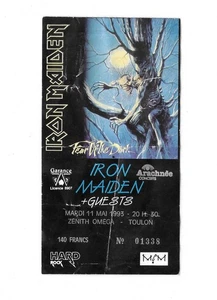 RARE / TICKET BILLET DE CONCERT - IRON MAIDEN : LIVE A TOULON ( FRANCE ) 1993 - Picture 1 of 2