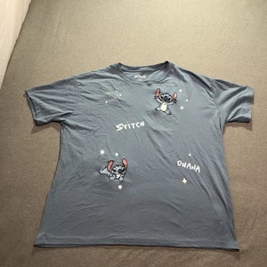Stitch T-Shirt Damen Large bestickt Grafikdruck Cartoon Lounge blau Tee - Bild 1 von 11
