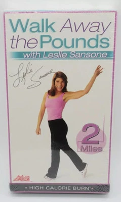 LESLIE SANSONE - WALK AWAY THE POUNDS 2 MILES WORKOUT VHS VIDEO, HI-CALORIE BURN - Image 1 of 2
