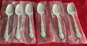 Oneida 1881 Rogers silverplate Flirtation 6 demitasse spoons 4 3/8" unused - Picture 1 of 4