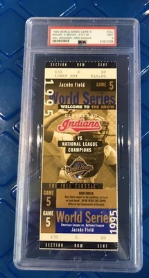 1995 WORLD SERIES Game 5 FULL Ticket PSA 9 MINT, Braves, POP 4, NONE Higher!!! - Image 1 of 3