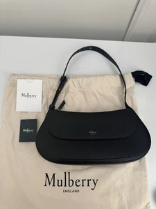BNWT Mulberry Clovelly Shoulder Bag In Black Micro Classic Grain RPR £695 - Picture 1 of 15
