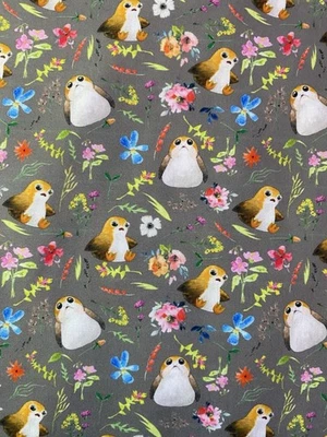 Linda tela Porg Star Wars kawaii floral nerd geek 1/2 yarda Foto 1 de 3