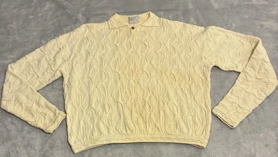 Vintage COOGI Sweater Mens XL 90s Biggie Beige Collared 3D Heavy Knit Australia - Image 1 of 4