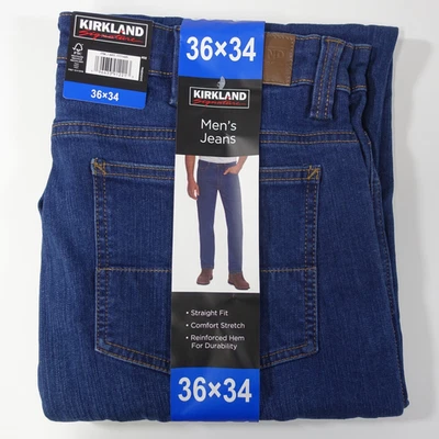 Kirkland Signature Jeans 36x34 Straight Fit Comfort Stretch Reinforced Hem NWT - Image 1 of 4