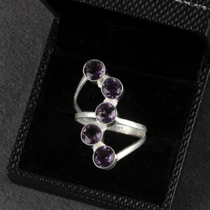 Anello Halloween vendita vera ametista argento 925 fascia figlia matrimonio festa abbigliamento - Foto 1 di 9