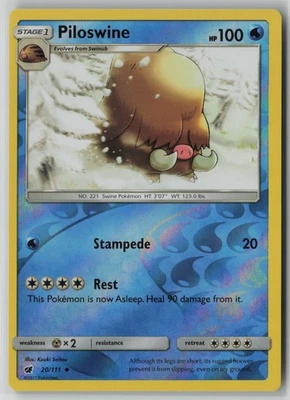 Piloswine 20/111 Pokemon Crimson Invasion Reverse Holo Near Mint 2 - Image 1 of 2