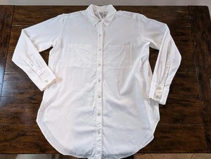 Túnica FREE PEOPLE XS Blanco Marfil Algodón Mezcla Lyocell Gran Tamaño Abotonada EE. UU. - Imagen 1 de 13