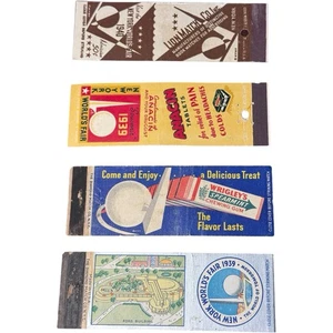 Fundas de libro de cerillas de la Feria Mundial de Nueva York - 4 en total - 1939 / 40 - Anacin, Wrigley’s - Imagen 1 de 13