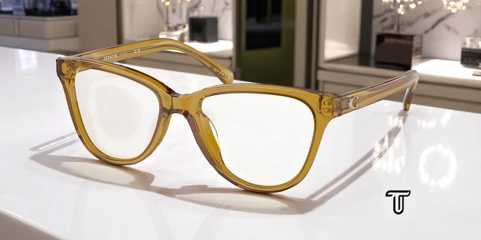 Coach HC6202U 5715 Eyeglasses Women's Transparent Honey Full Rim 52mm