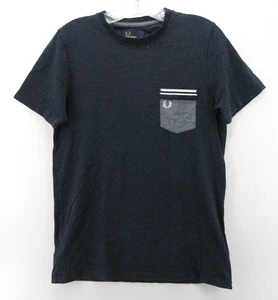 Fred Perry Shirt Men Small Blue Birdseye Pullover T Tee Pocket Knit Crewneck - Picture 1 of 12