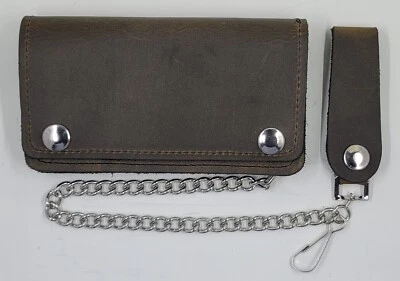 Carteira caminhoneiro de couro com encaixes 6" x 3,5" com corrente 12" FEITA NOS EUA - Imagem 1 de 2