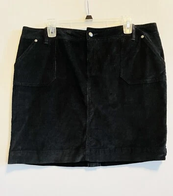 Sonoma женская короткая прямая черная вельветовая юбка с 4 карманами сзади разрез 16 миниатюрная - Изображение 1 из 4