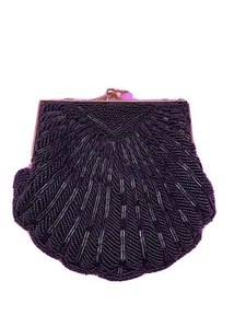 Borsa donna vintage Wallaeg nera con perline Hong Kong - Foto 1 di 5