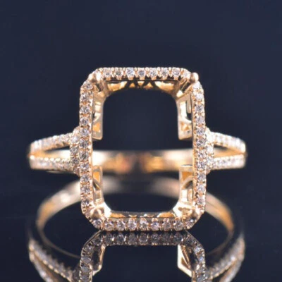 Emerald Cut 10x14MM Natural Diamond Engagement Ring Setting 14K Yellow Gold - Image 1 of 4