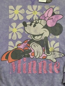Disney Minnie Mouse Sweatshirt Kids L 10/12 Tie Dye Lavender Purple Bling NWT - Picture 1 of 18