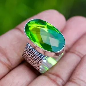 925 Sterling Silver Ring ,Peridot Ring, Gemstone Ring, Handmade Ring,ET-557"8.5 - Picture 1 of 14
