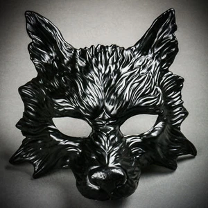 Wild Wolf Animal Full Face Masquerade Mask Scary Halloween Party Masks - Black - Picture 1 of 7