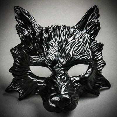 Wild Wolf Animal Full Face Masquerade Mask Scary Halloween Party Masks - Black - Image 1 of 4
