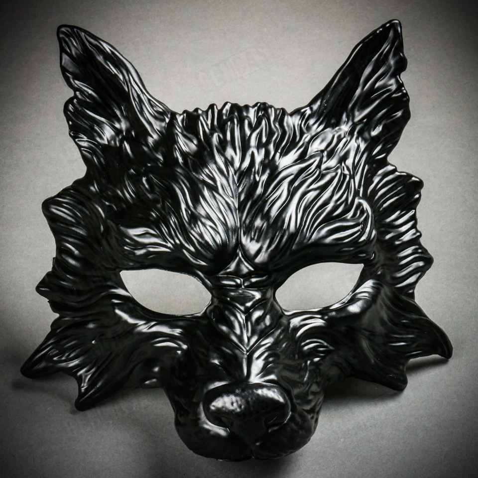 Wild Wolf Animal Full Face Masquerade Mask Scary Halloween Party Masks - Black - Image 1 of 4
