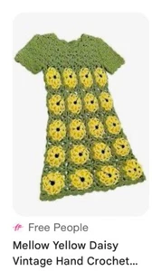 Free People Mellow Yellow Daisy Vintage Hand Crochet Dress - Picture 1 of 5