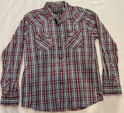 Southern Thread Pearl Snap Embroidered Plaid Shirt Western Men’s XL Long Sleeve - Image 1 of 4