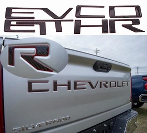 Black Red Tailgate Letters for 2019-2025 Chevrolet Silverado 1500 2500 3500 - Picture 1 of 8