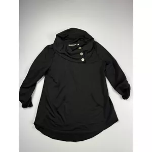 Soft Surroundings Cowl Neck Tunic Top Button Accent Pockets Black Size S - Picture 1 of 6