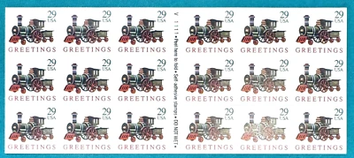 SoCo Stamps US Sc #2719a Greetings Locomotive booklet  29¢ MNH- 1992 SCV=$12.00 - Image 1 of 2
