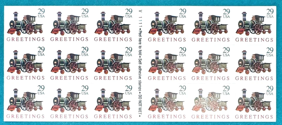 SoCo Stamps US Sc #2719a Greetings Locomotive booklet  29¢ MNH- 1992 SCV=$12.00 - Image 1 of 2