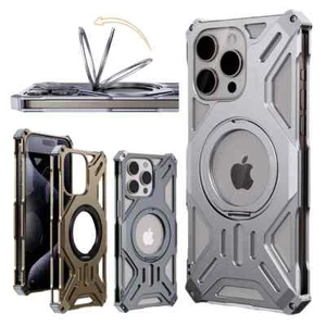 Funda magnética con soporte de aleación de aluminio Mag Safe para iPhone 16 Pro Max 15 14 13 - Imagen 1 de 20