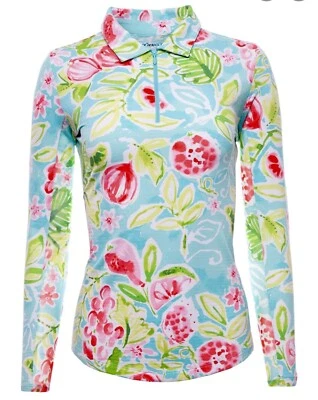 IBKUL Preppy Polo Top XS Tutti Seafoam Multi Golf Tenis Pickleball Enfriamiento Nuevo Foto 1 de 4