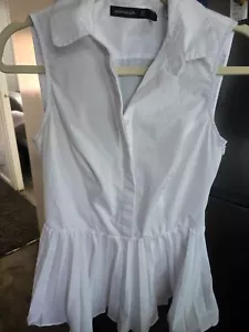 KAREN MILLEN White SLEEVELESS PLEATED HEM BLOUSE UK 12 BNWT - Picture 1 of 3