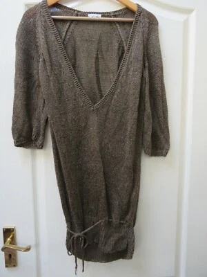 Massimo Dutti Drawstring Tunic Jumper Size 12 Brown Metallic Christmas - Image 1 of 3