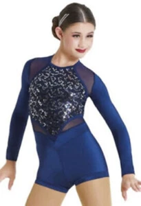 💥2~WEISSMAN High Hopes 11964 Tanzkostüm marineblau Pailletten langarm - Bild 1 von 4