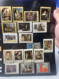 USED Vtg. MNH USSR Art Stamps Lot, 1969-1991; Cancelled. 37 Stamps on 1 Sheet. - Picture 1 of 12