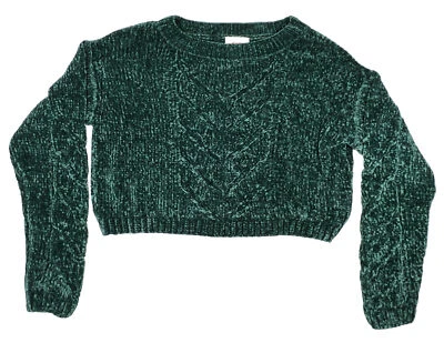Bongo Junior's Cropped Velvet Yarn Sweater Green Size Large Y2K - Image 1 of 4